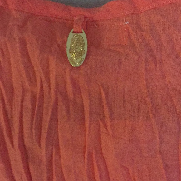 Rubyyaya Cleopatra Eyelet Top NWT SZ S Grapefruit - Picture 5 of 6